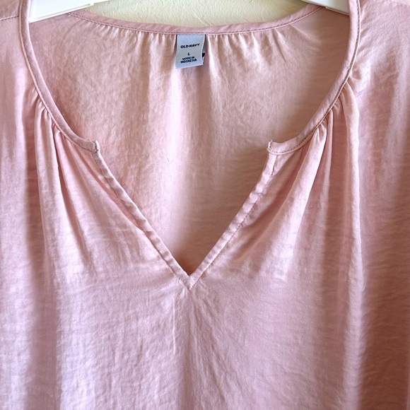 Old Navy Blush Pink V Neck Peasant Boho Long Sleeve Poet Blouse Sz L - Picture 3 of 9